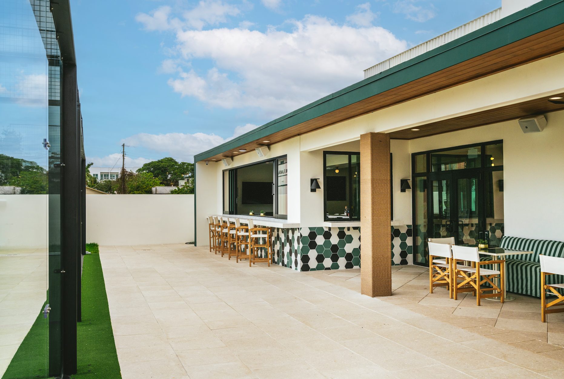 Padel Club West Palm Beach patio and bar