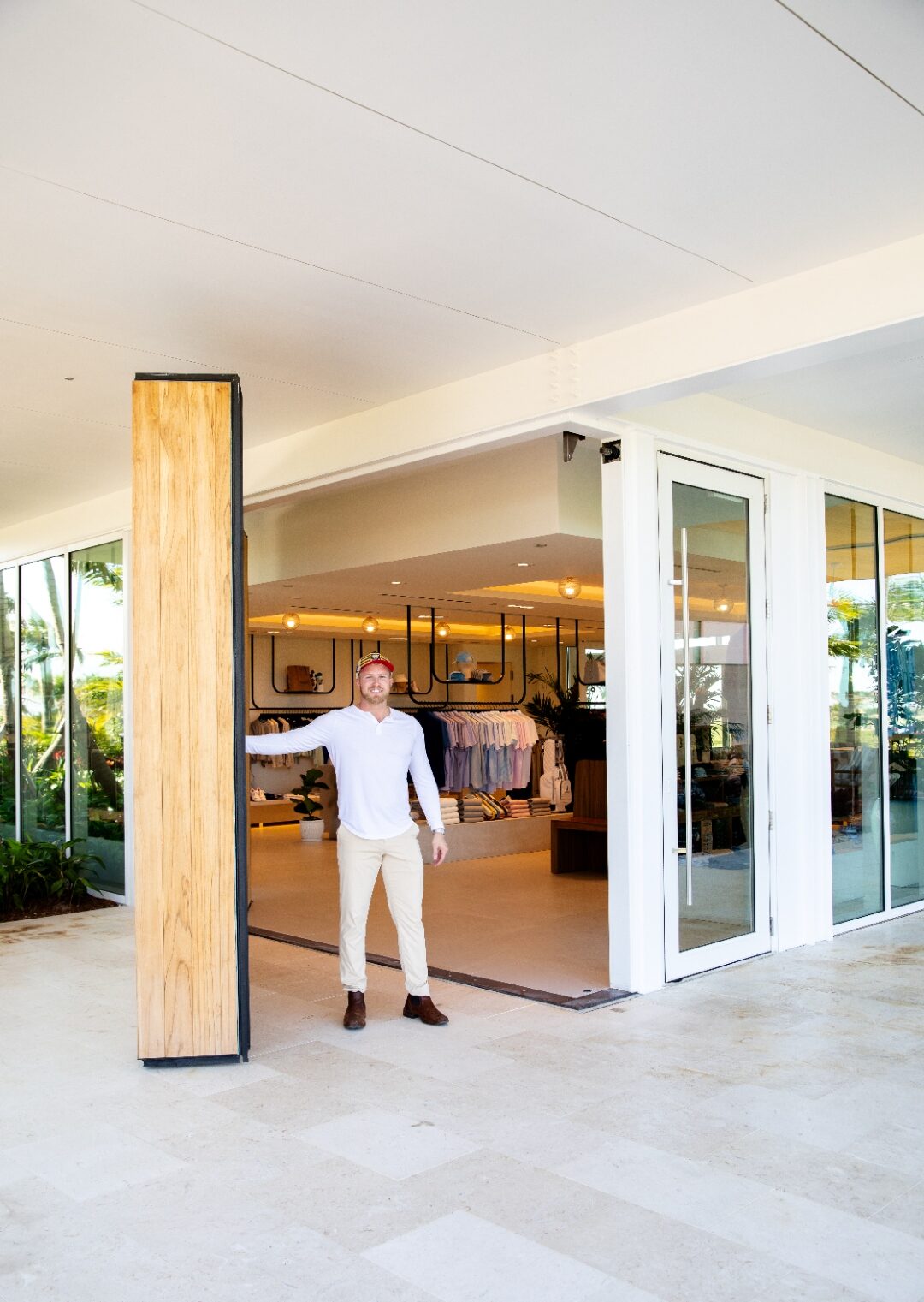 Atlantic Fields pro shop with pivot-fold glass entry system