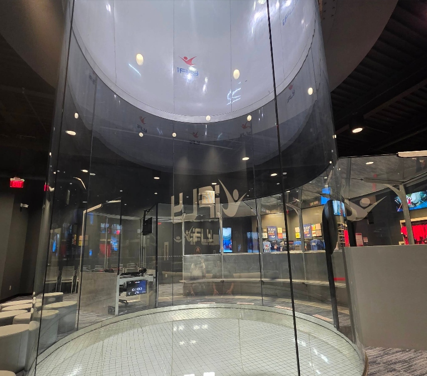 iFLY Miami wind tunnel glazing — ACG ESWindows installation